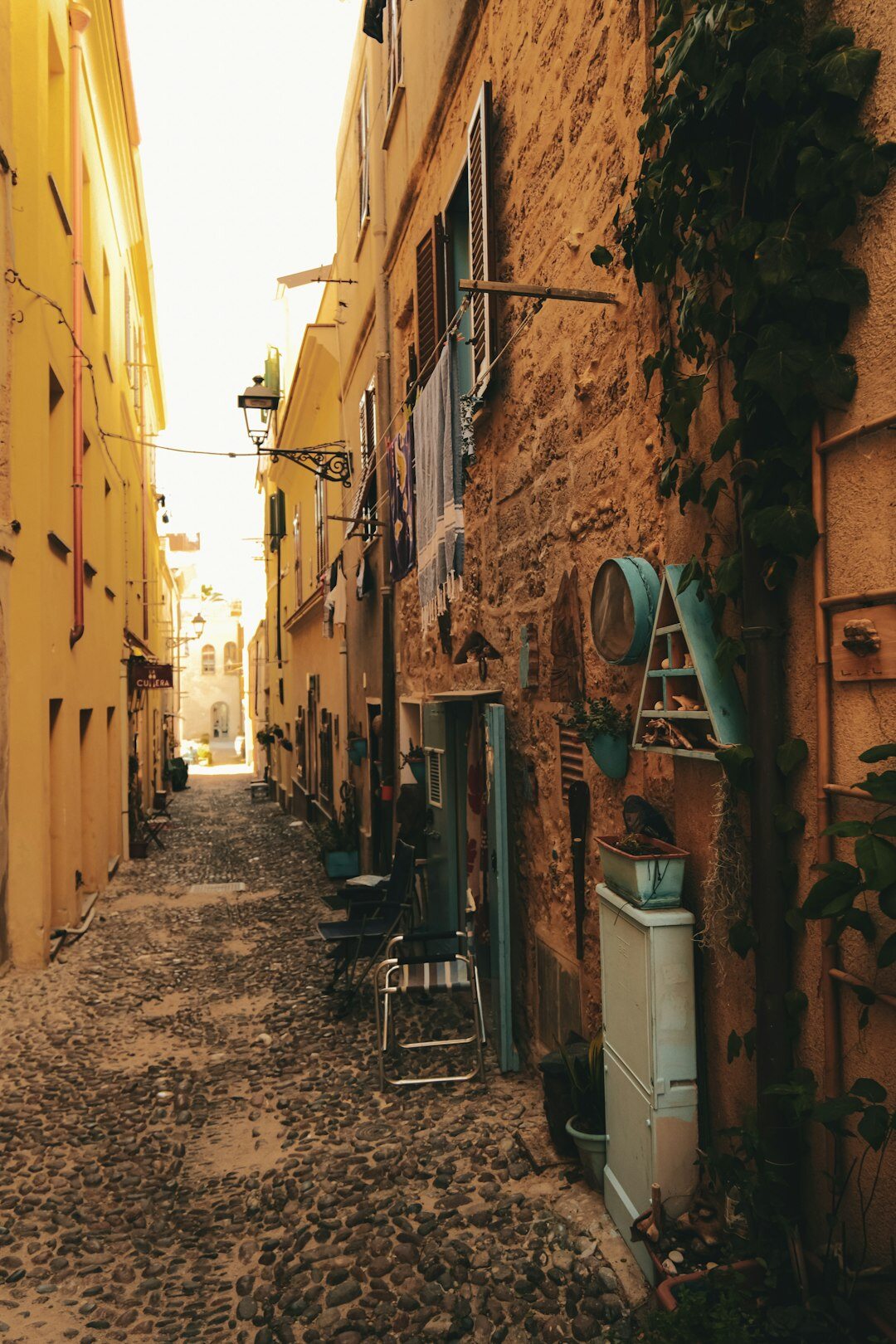 Narrow stone alley in old Mediterranean town