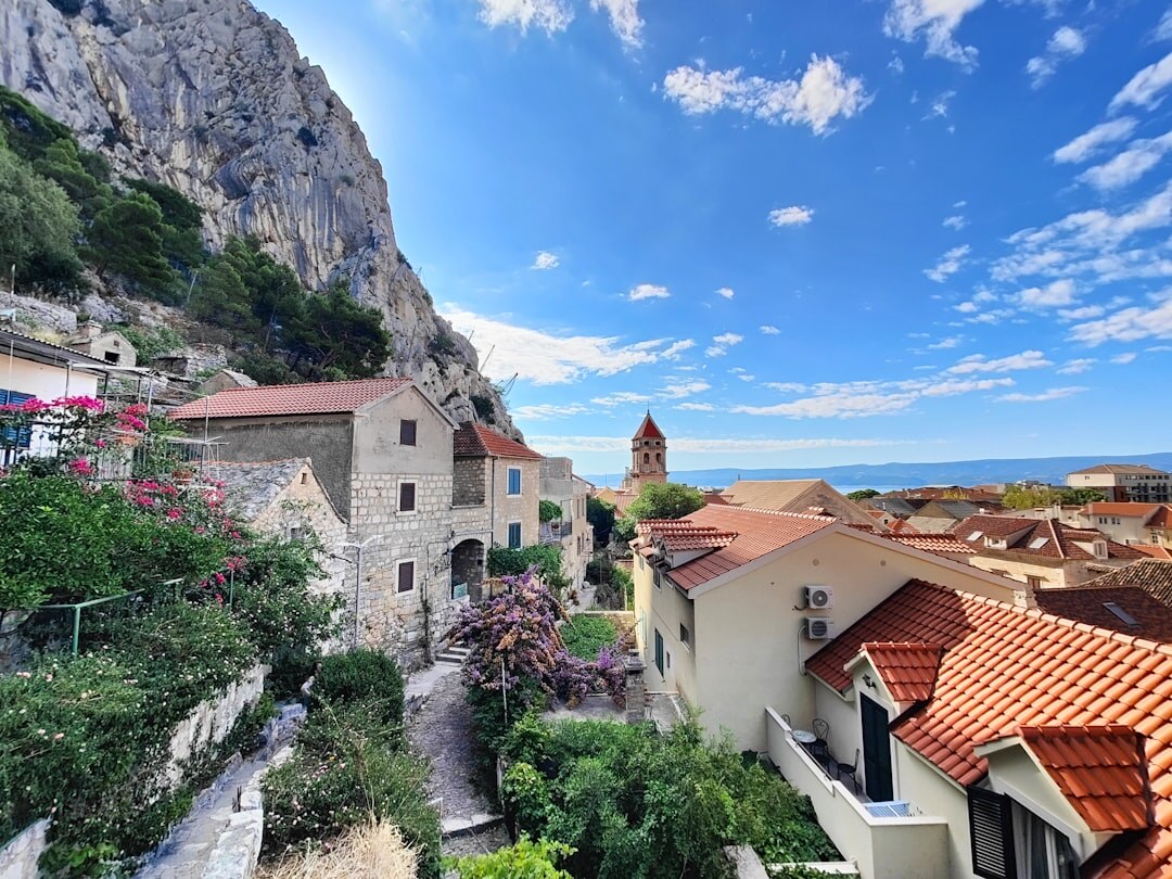 Colorful house facades on a Croatian coastal street