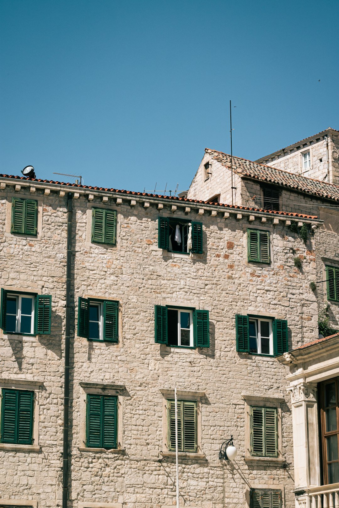 Detail of stone cathedral architecture in Croatian city