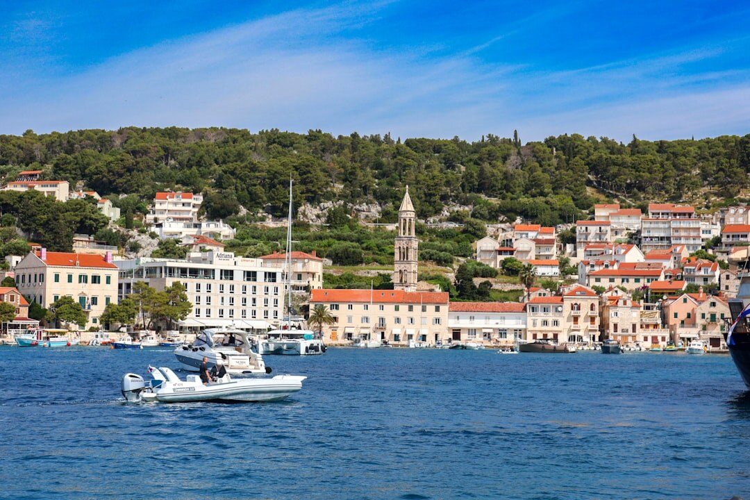 Fishing boats moored in a small Croatian harbor