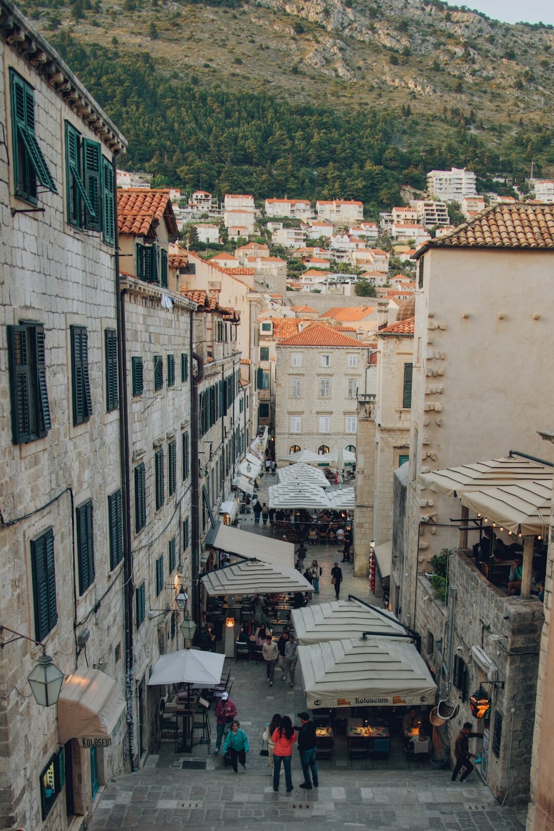 Dubrovnik stone stairway between old buildings