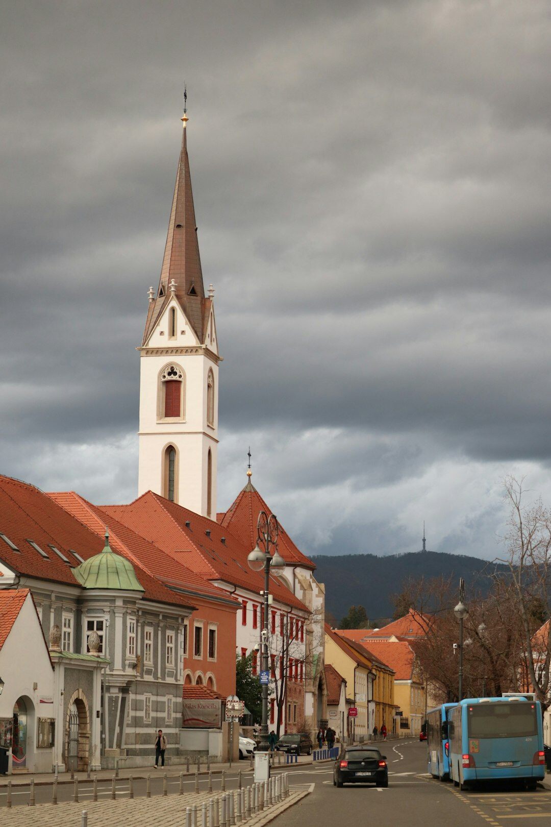 Zagreb cathedral spires above city rooftops
