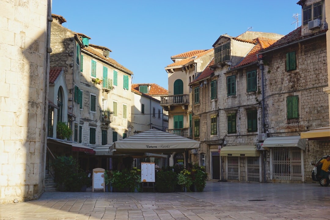 Local cafe scene in Split old town square